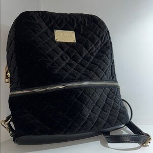 Bebe Black and Gold Quilted Backpack with Adjustable Straps